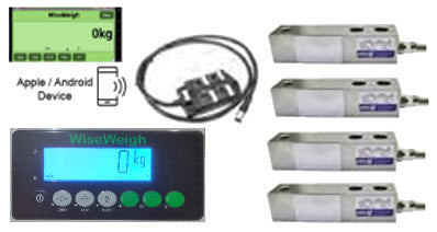 WiseWeigh digital scale system with sensors and cable and loadcells
