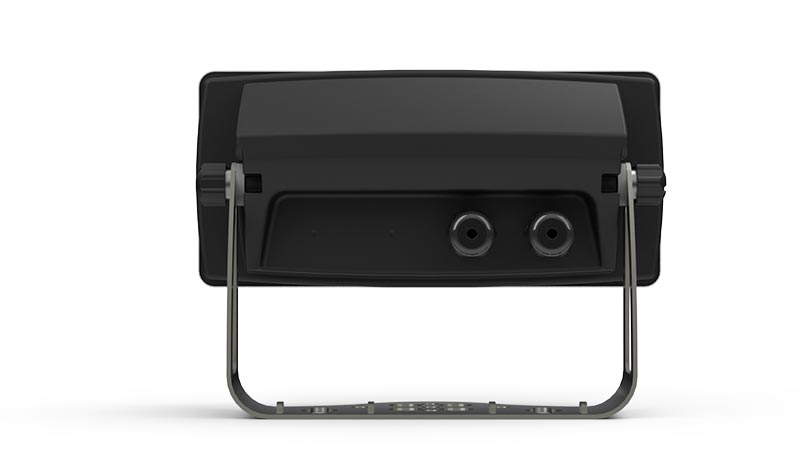Black outdoor light fixture on a white background
