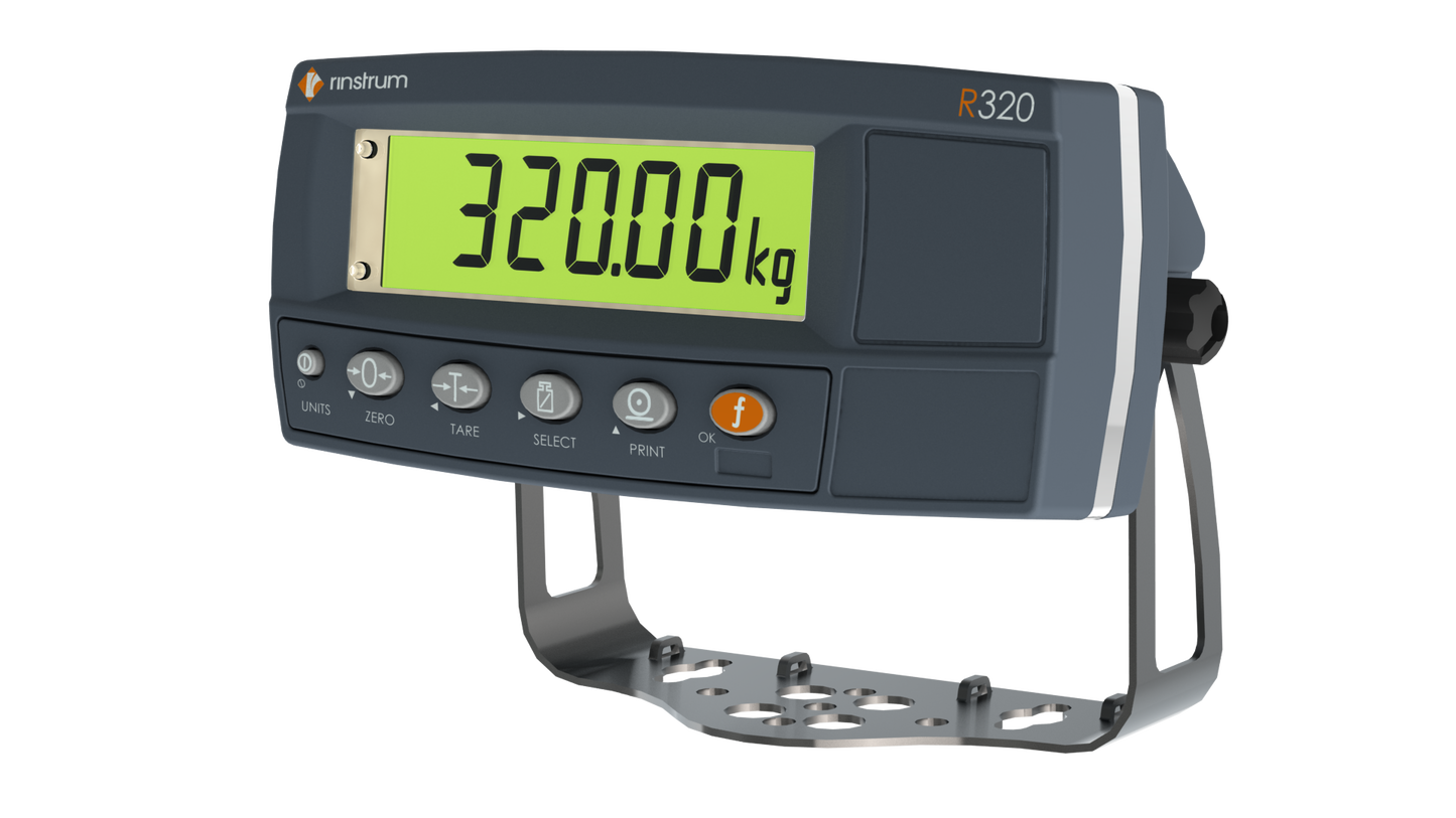 Digital weight indicator with a green display on a white background