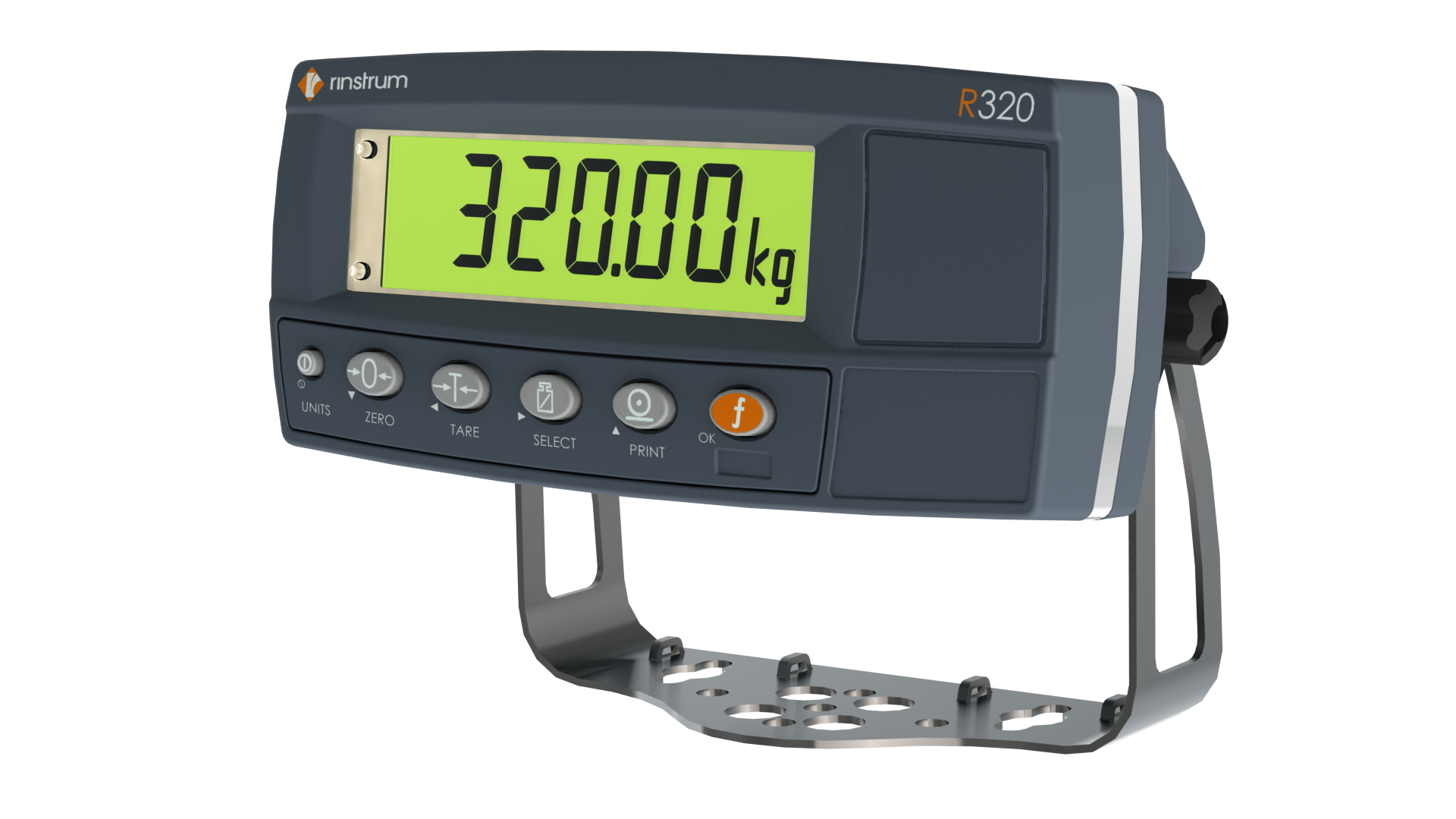 Digital weight indicator with a green display on a white background
