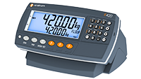 Digital scale with a digital display and keypad on a white background